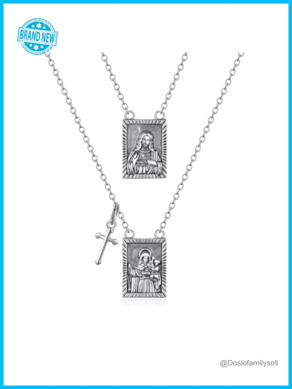 925 Sterling Silver Scapular Catholic Necklace Stainless Steel Chain